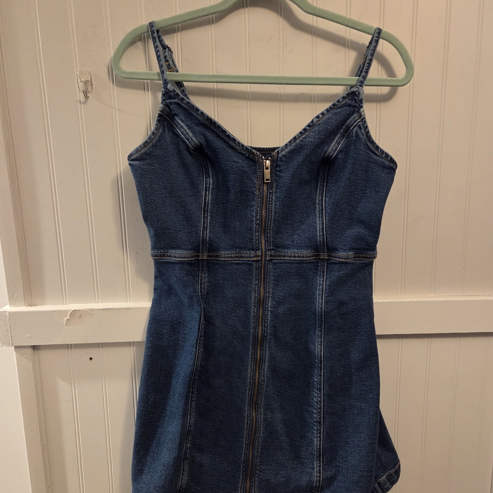 American Eagle Zip Front Denim Mini Dress Size L
